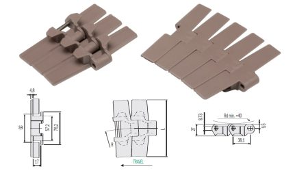 Серия 882 TAB – пластиковые цепи поворотные с зацепами
