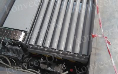 Рольганг со стальными роликами на гидравлическом столе